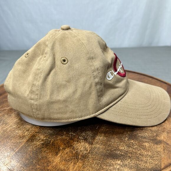 Champion Hat Tan Embroidered Baseball Cap Strapback Adjustable Spellout Neutral - Picture 4 of 11